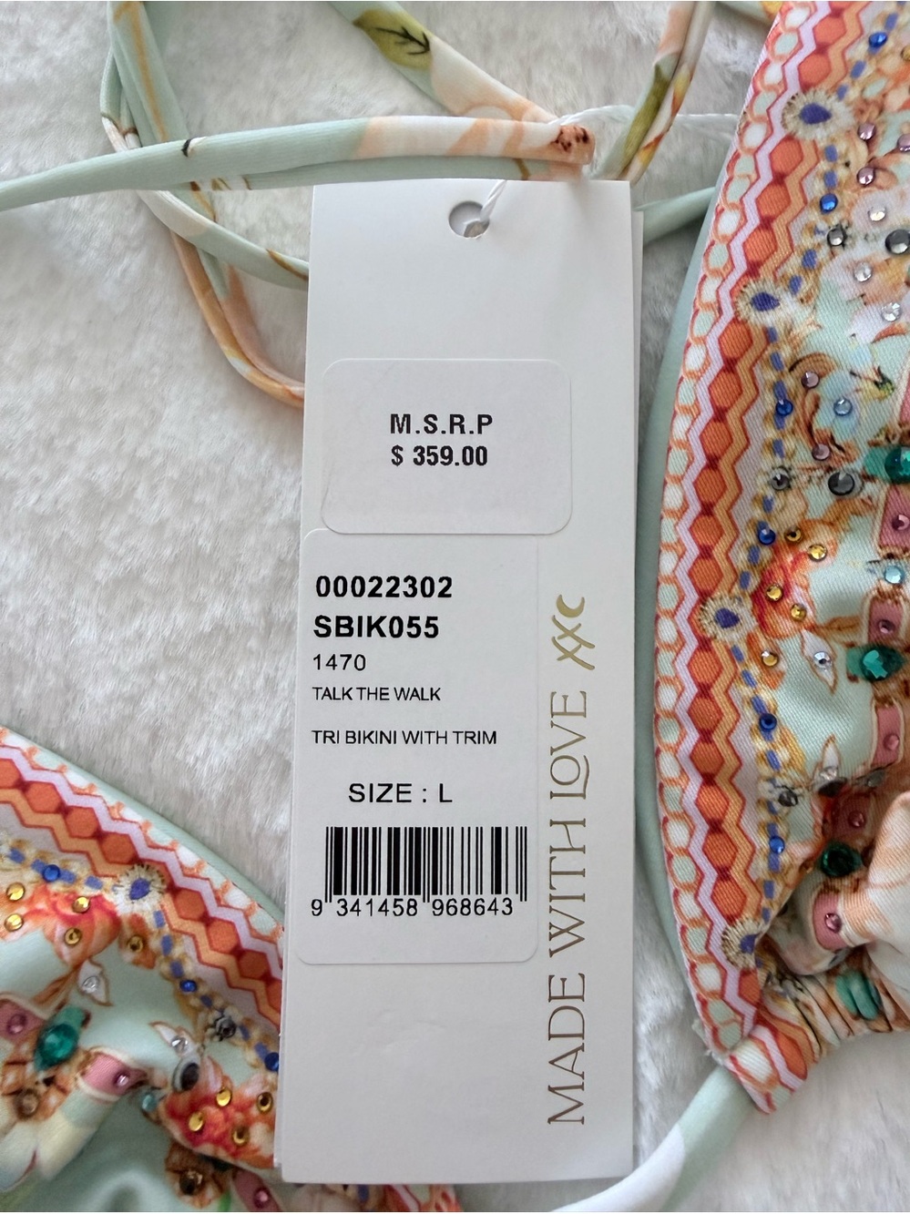 Floral String Bikini Set in Mint Green with crystals by Camila - Picture 4 of 6